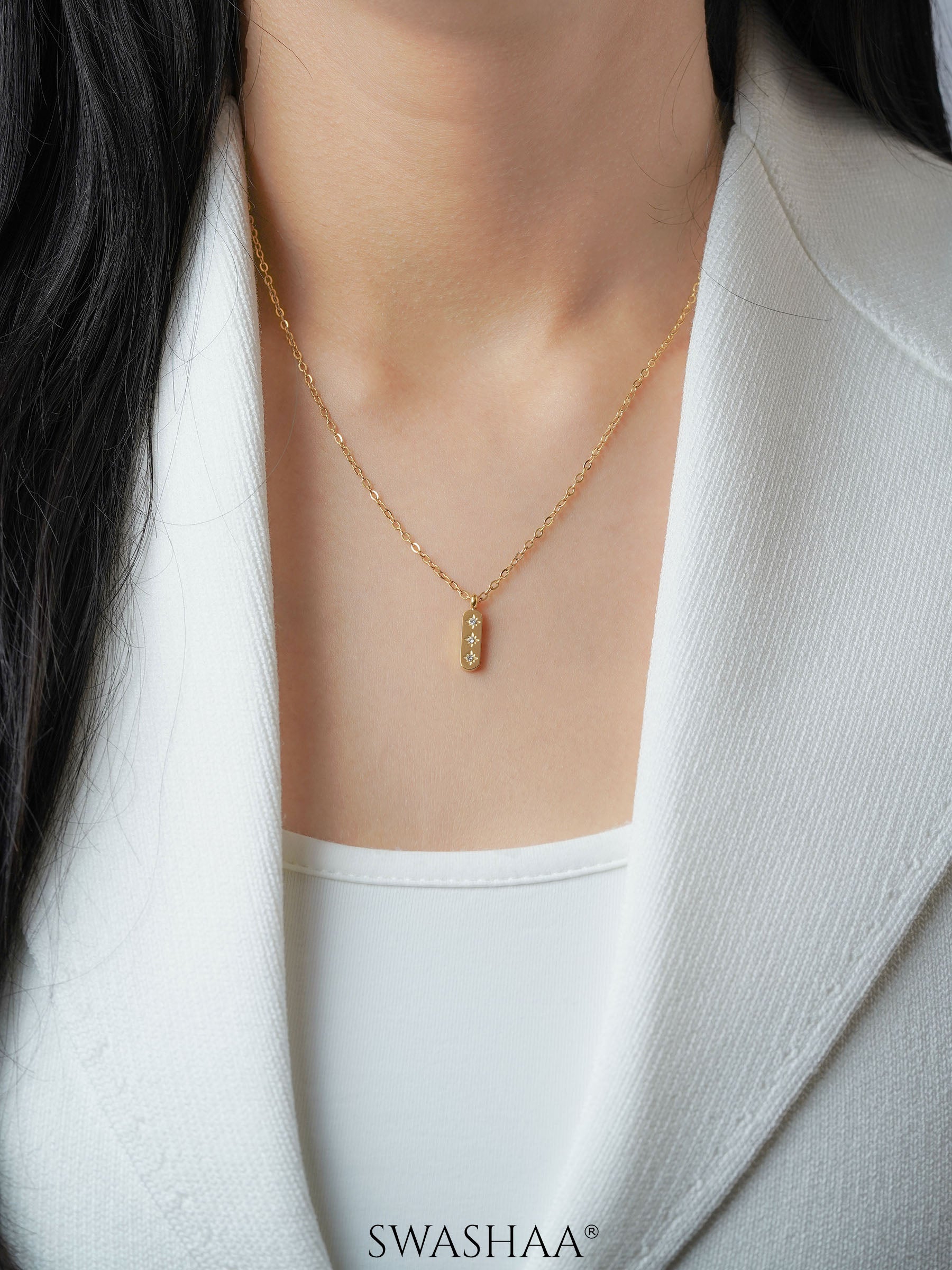 Parky Bar Star 18K Gold Plated Chain Pendant Necklace
