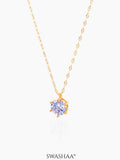 Perennial Solitaire Charm 18K Gold Plated Chain Pendant Necklace