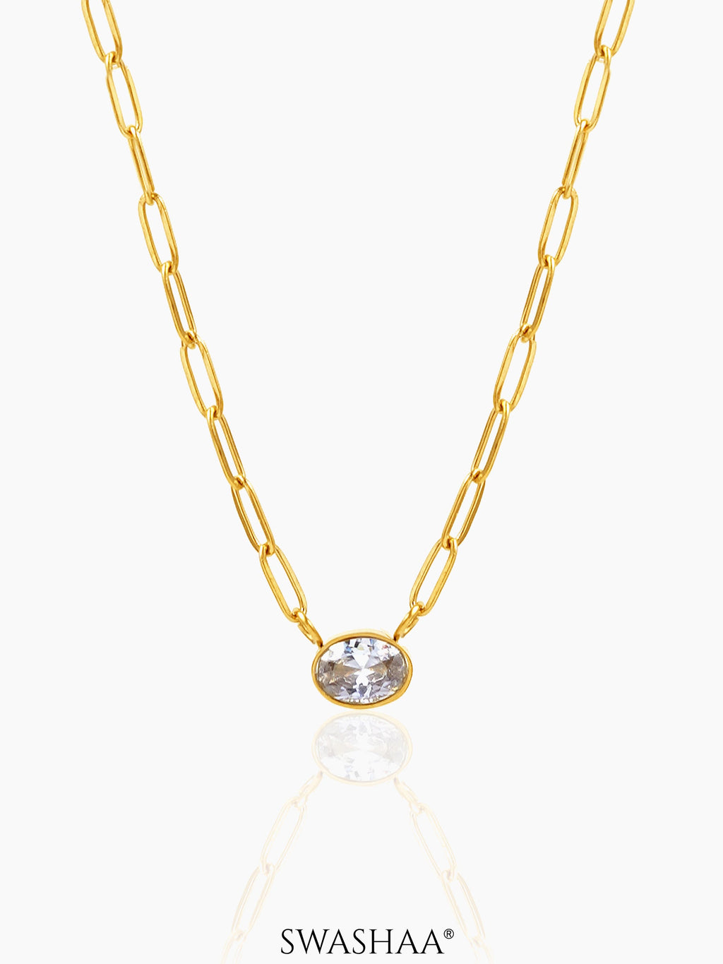 Pinsk Solitaire Charm 18K Gold Plated Necklace