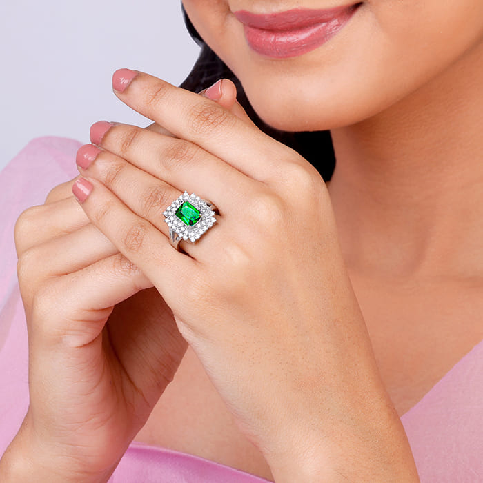 Silver Emerald Elite Ring
