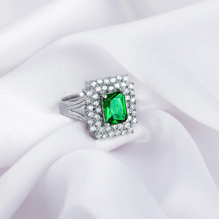Silver Emerald Elite Ring