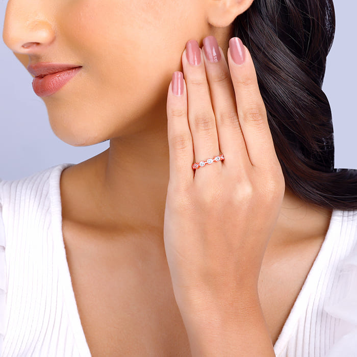 Rose Gold Zircon Melange Ring (Size 13)