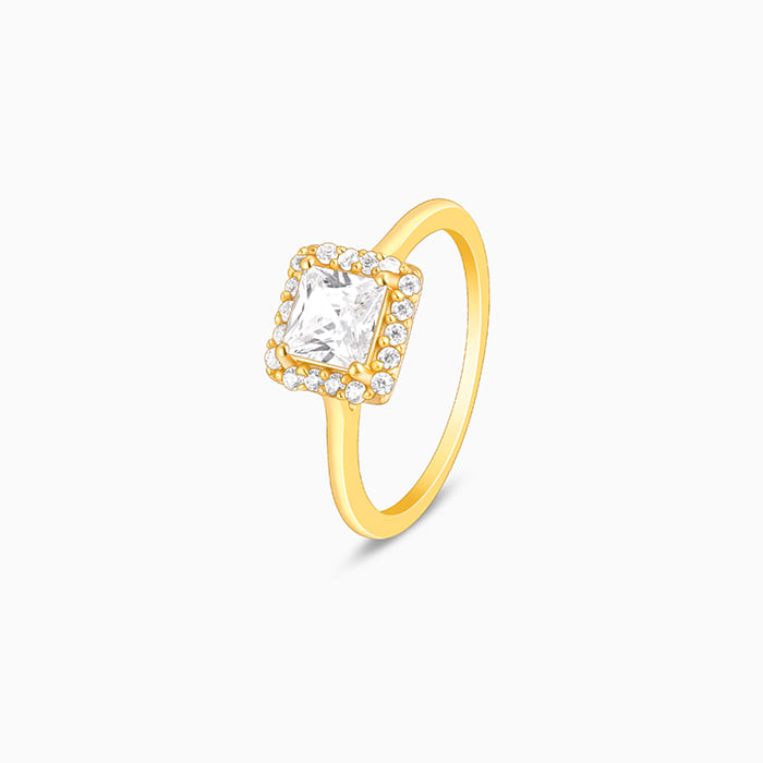 Golden Square Gem Ring
