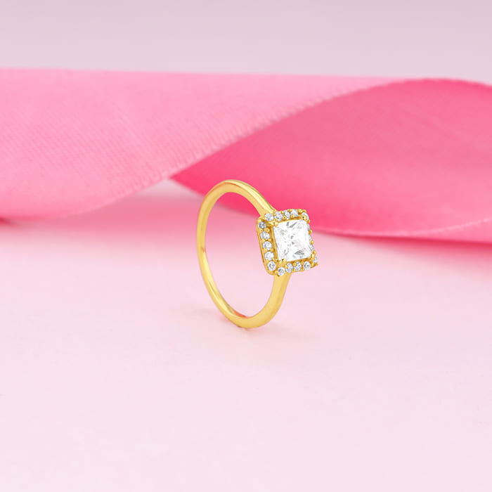 Golden Square Gem Ring