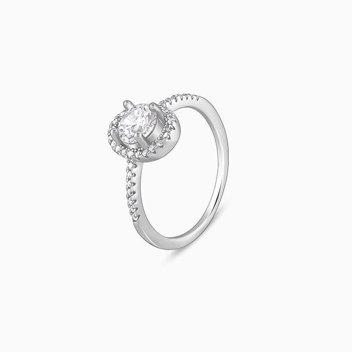 Silver Elliptical Ring