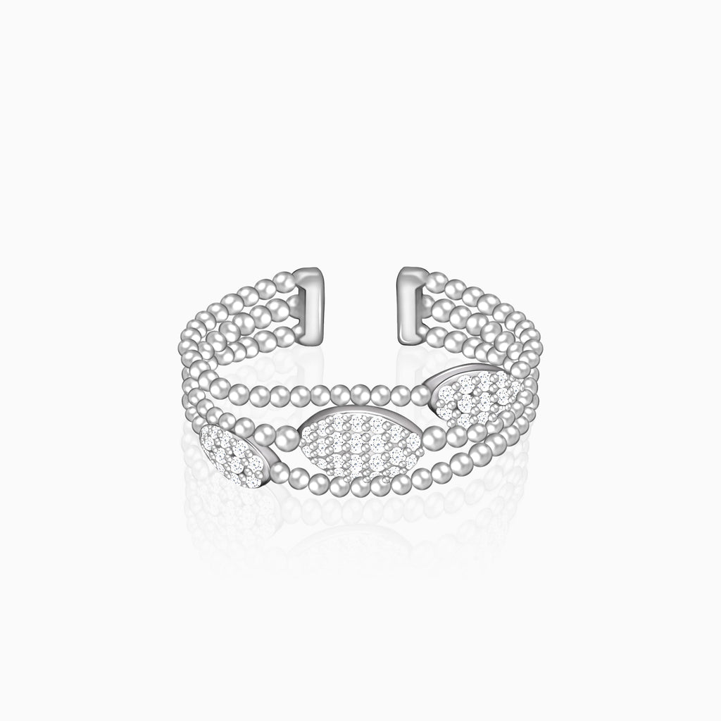 Silver Layered Bead Ring