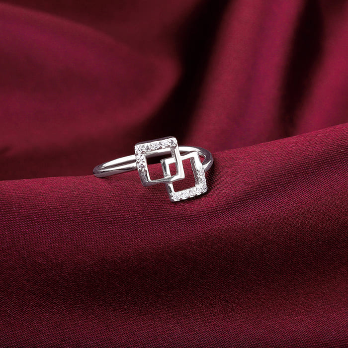 Silver Square Duo Ring