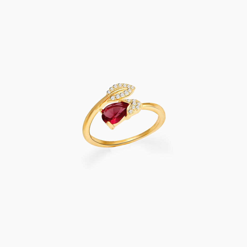 Golden Wine Twirling Petal Ring
