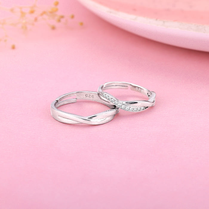 Silver Zirconia Twist Couple Bands