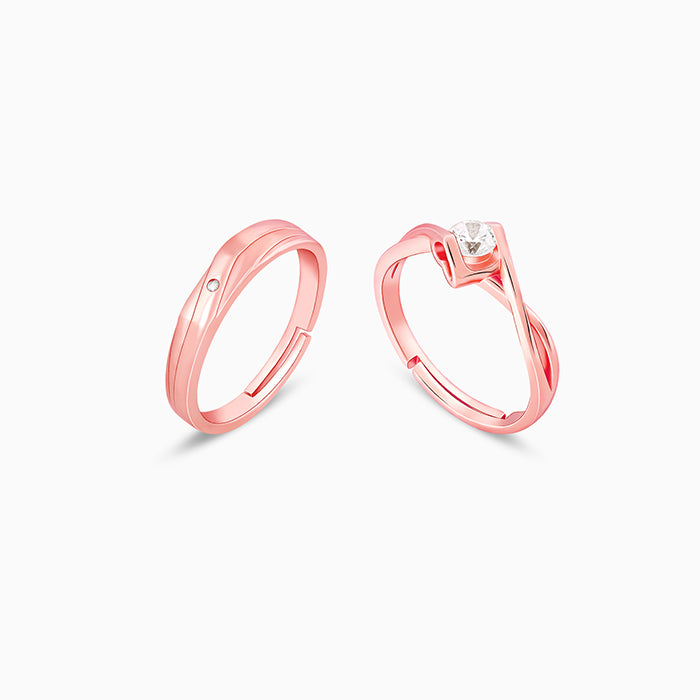 Rose Gold Two As One Couple Rings