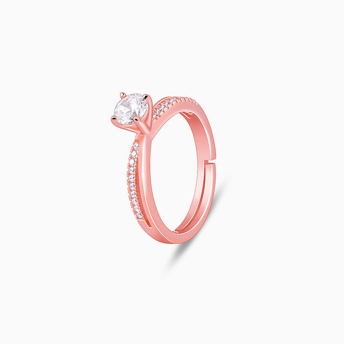 Rose Gold Zircon Layered Ring