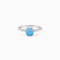 Silver opal ring with zircon-studded band from GIVA Sky High collection.


