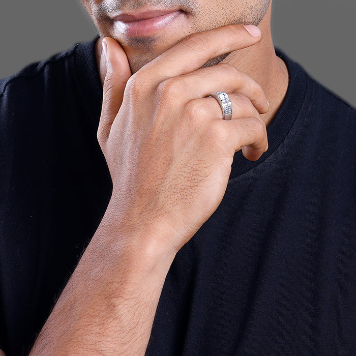 Silver Classic Stud Ring For Him