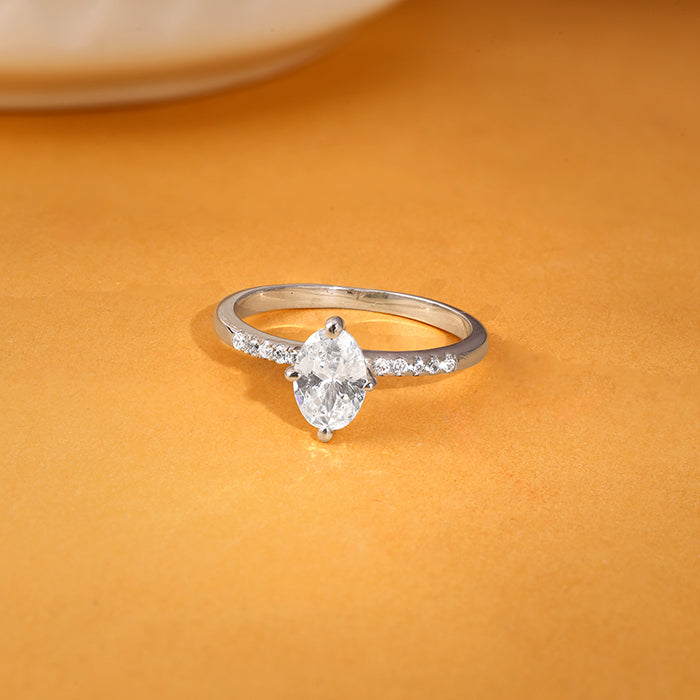 Silver Moonlit Marquise Ring