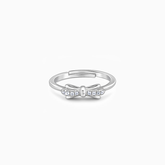 Silver Cute Bow Ring