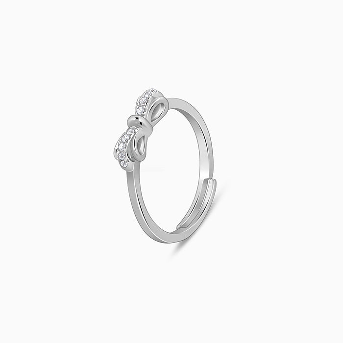 Silver Cute Bow Ring
