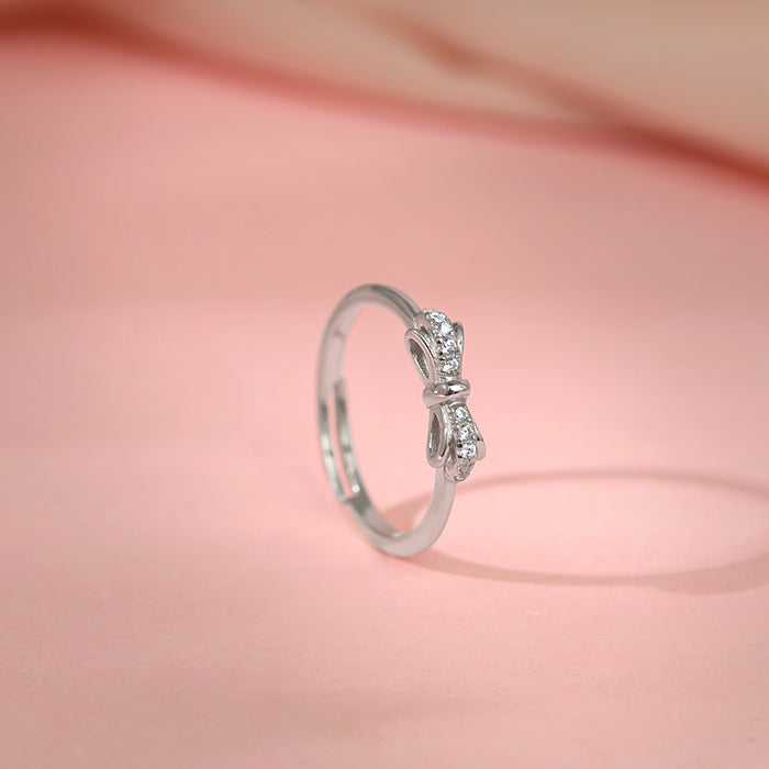 Silver Cute Bow Ring