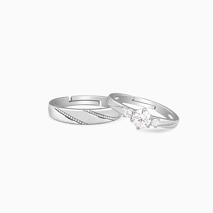 Silver We Are Together Couple Rings