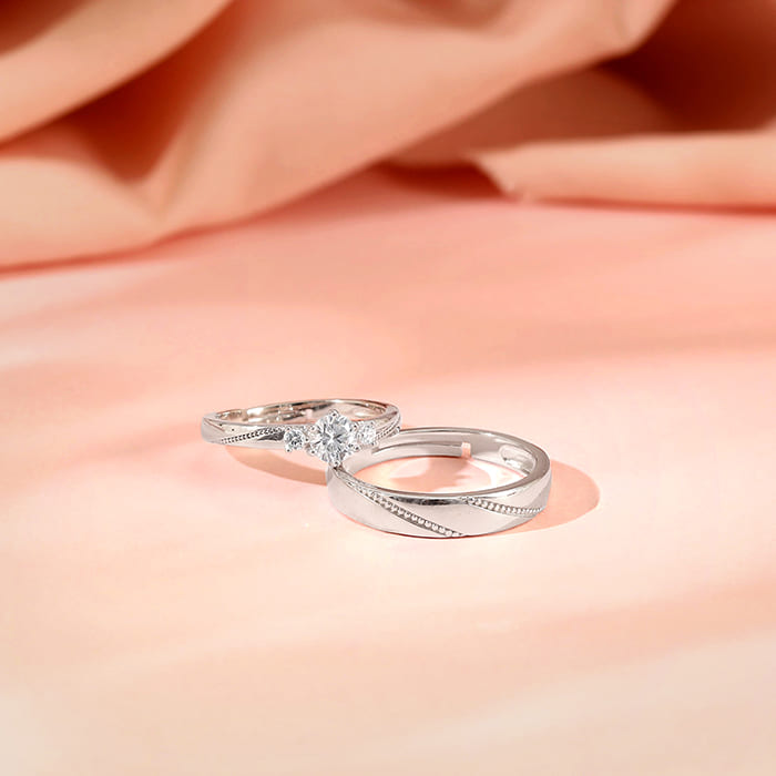 Silver We Are Together Couple Rings