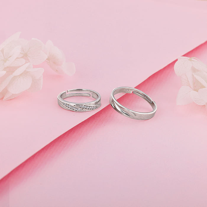 Buy Silver Vintage Couple Band -Couple Ring Design at Best Price