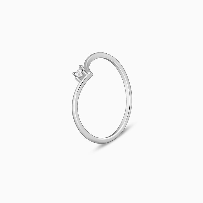 Silver Sparkling V Ring
