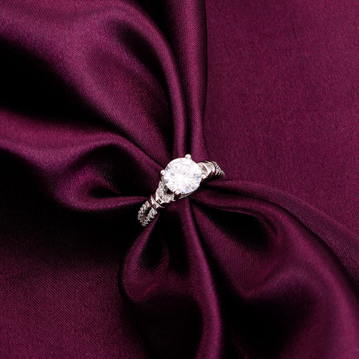 Silver Zircon Studded Ring
