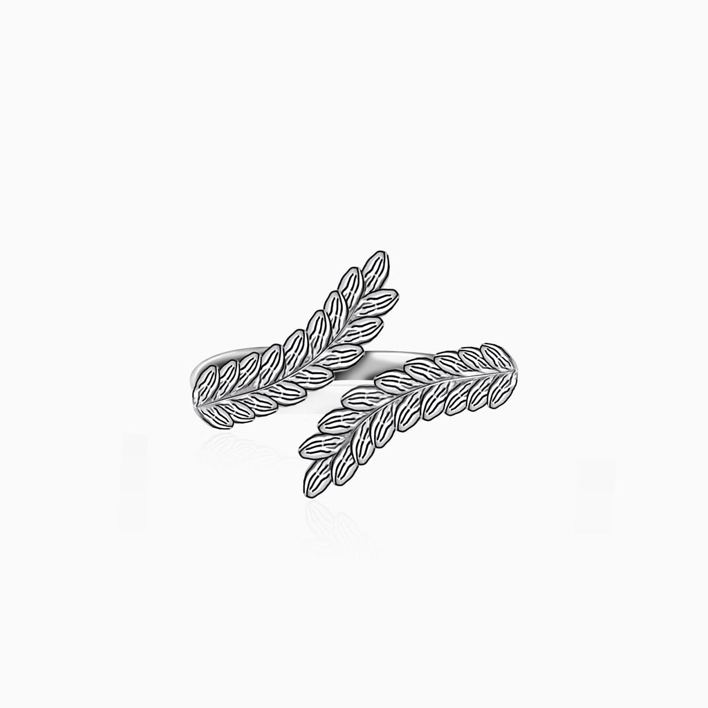 Silver Embrace Leaf Ring