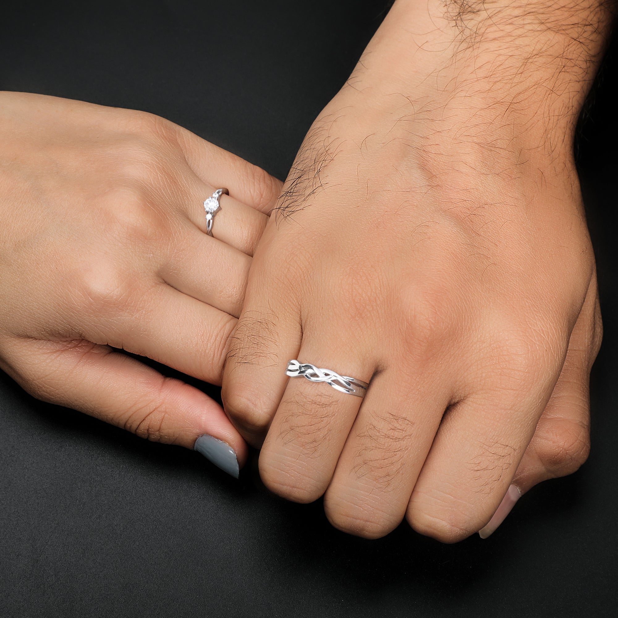 Silver Elegant Love Couples Rings