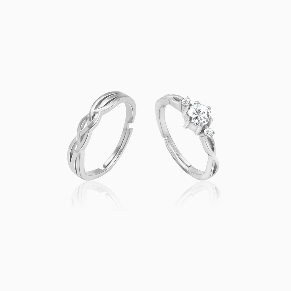 Silver Elegant Love Couples Rings