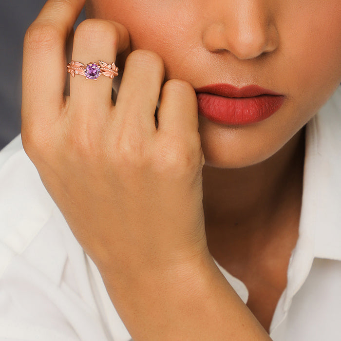 Rose Gold Amethyst Ring