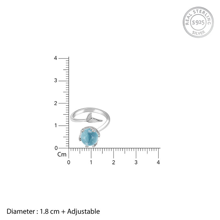 Silver Gleaming Blue Fish Tail Ring