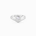Silver Zircon Crown Heart Ring