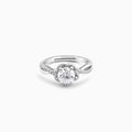 Silver Zircon Shining Flower Ring