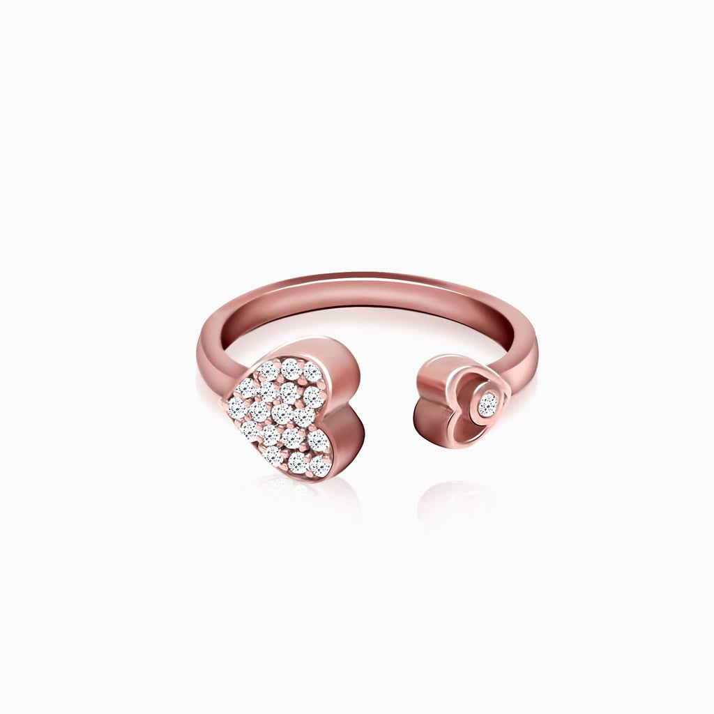 Rose Gold Sparkling Heart Ring