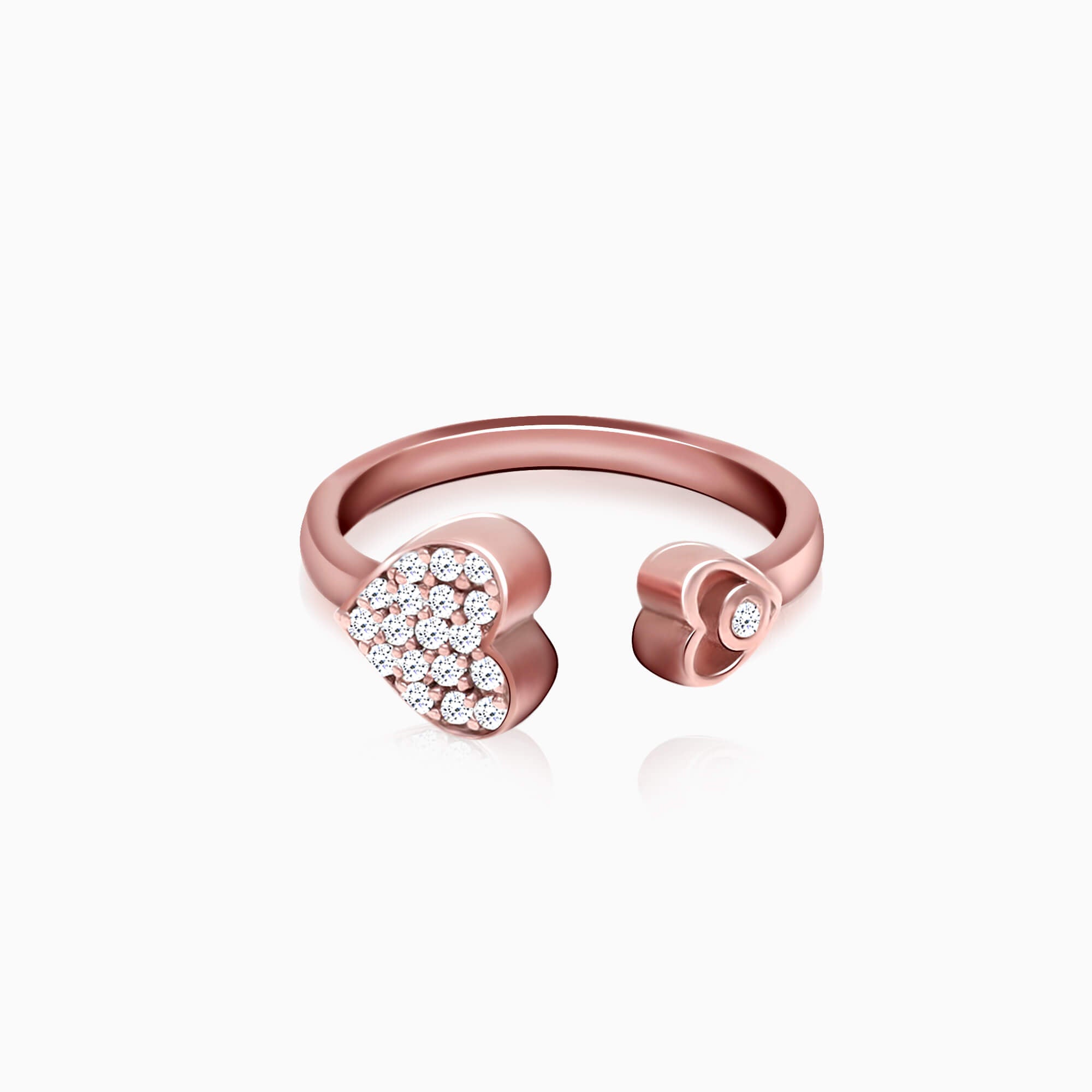 Rose Gold Sparkling Heart Ring