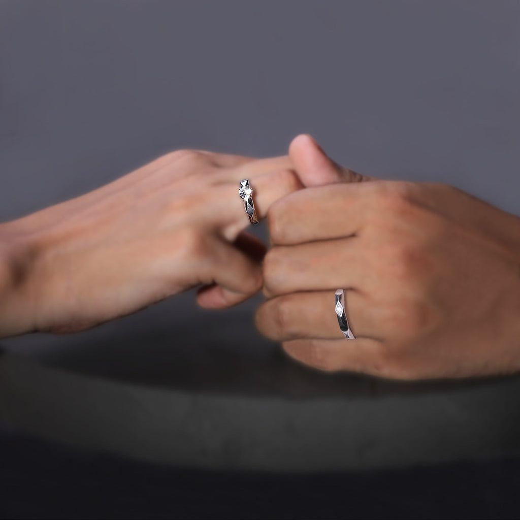 Buy Silver Rhomb Stylish Couple Rings at Best Price