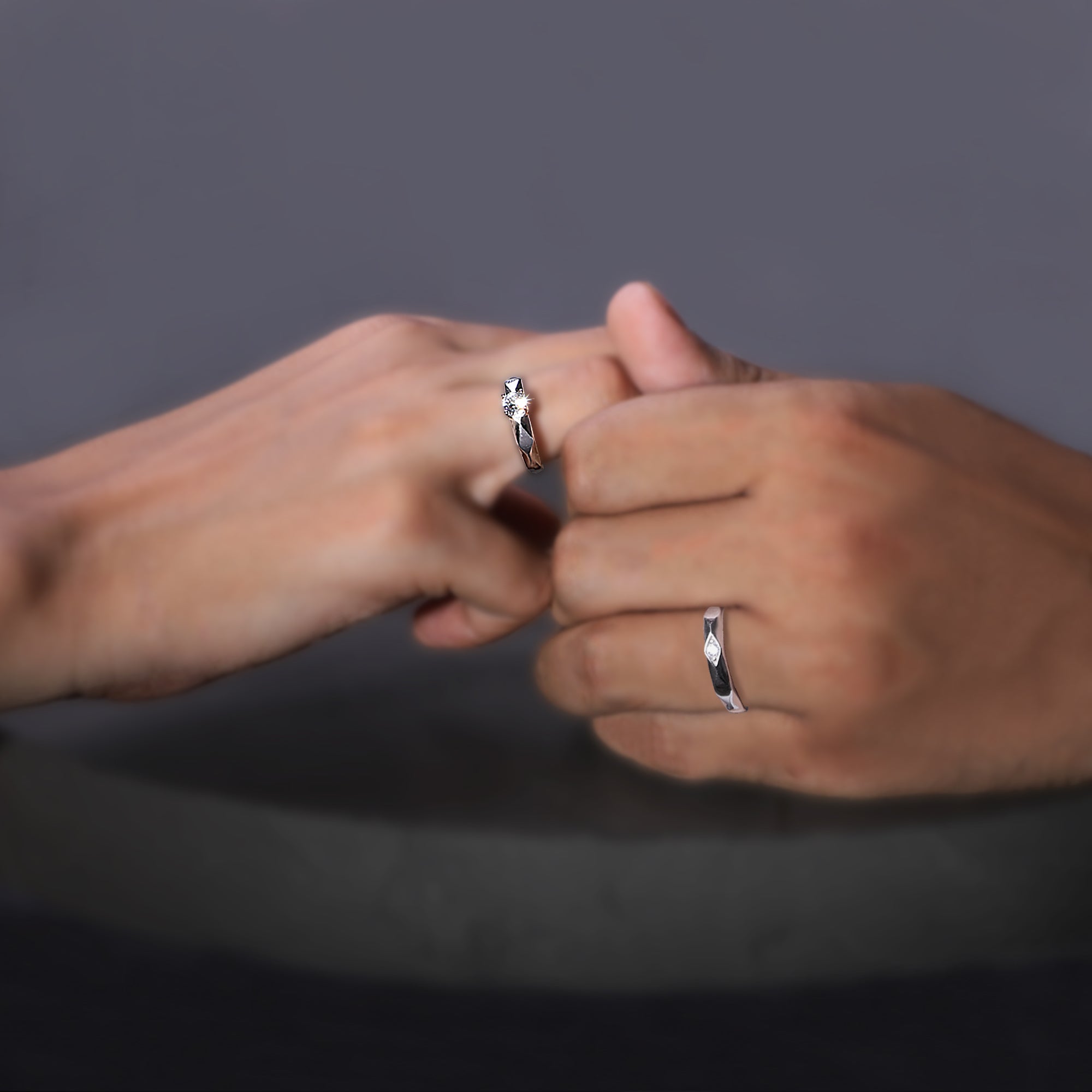 Buy Silver Rhomb Stylish Couple Rings at Best Price