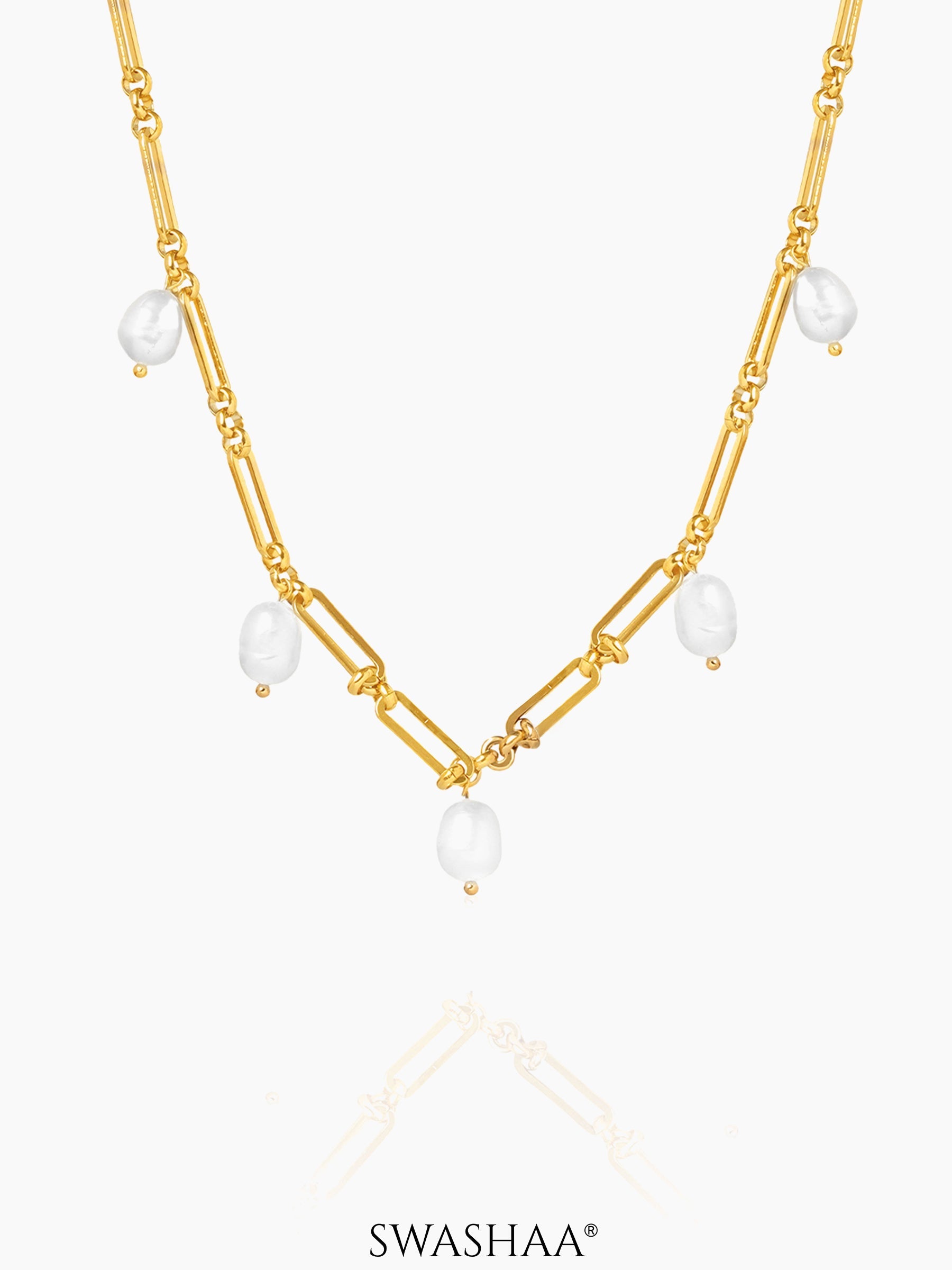 Ramya Pearl Charms 18K Gold Plated Necklace
