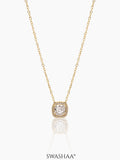 Reine Solitaire Diamond 14K Gold Plated Necklace