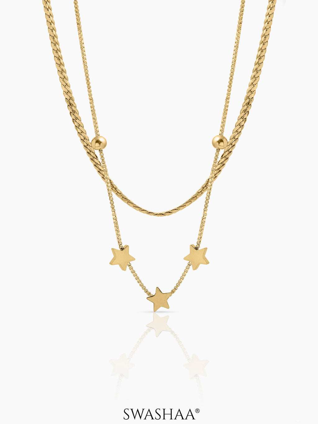 Rivora Star Charms Layered 18K Gold Plated Necklace