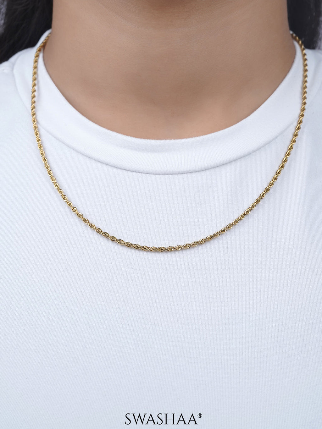 Rope Twisted Texture 18K Gold Plated Women's Chain