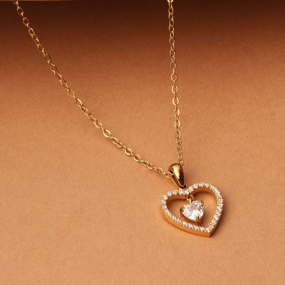 Glitz Knot Halo Heart Pendant Necklace - 2