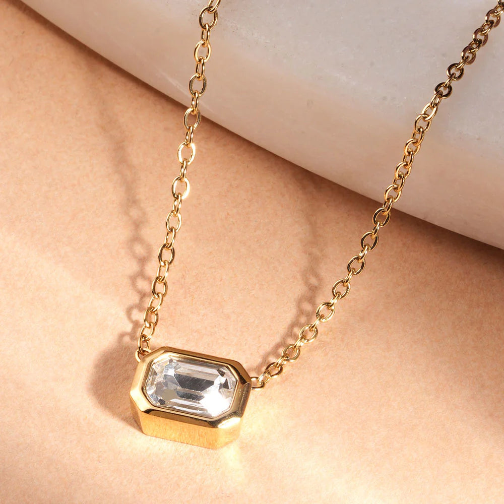 Royal Emerald-Cut Charm Necklace - 1