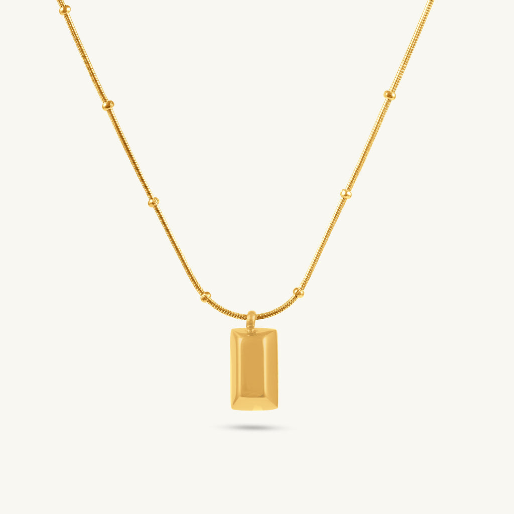 Minimalist Gold Barrel Pendant Necklace