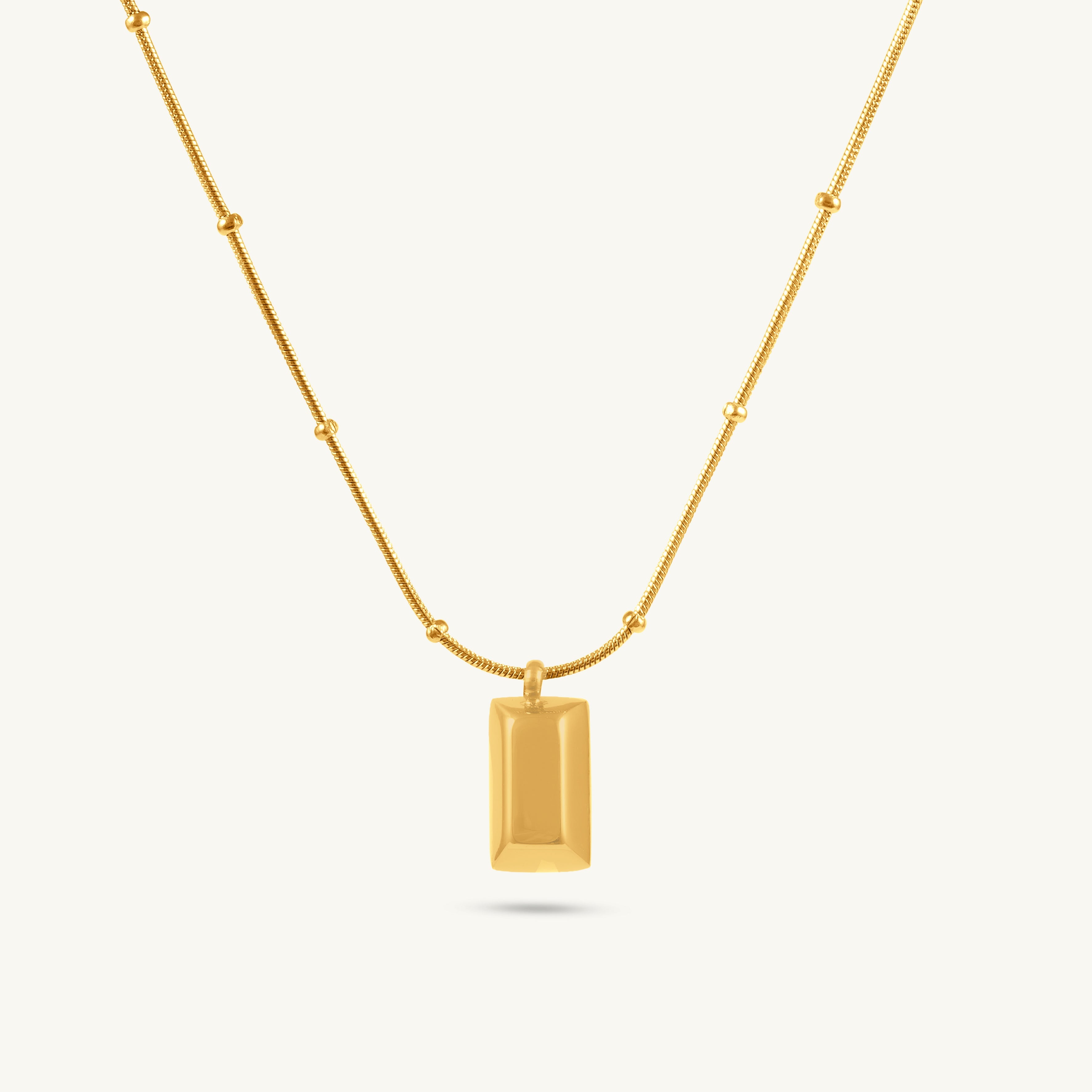 Minimalist Gold Barrel Pendant Necklace