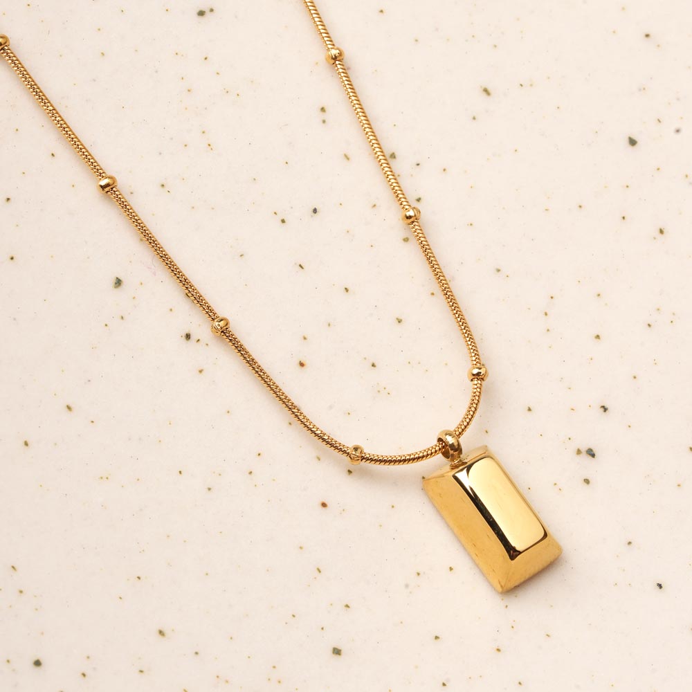 Minimalist Gold Barrel Pendant Necklace - 2