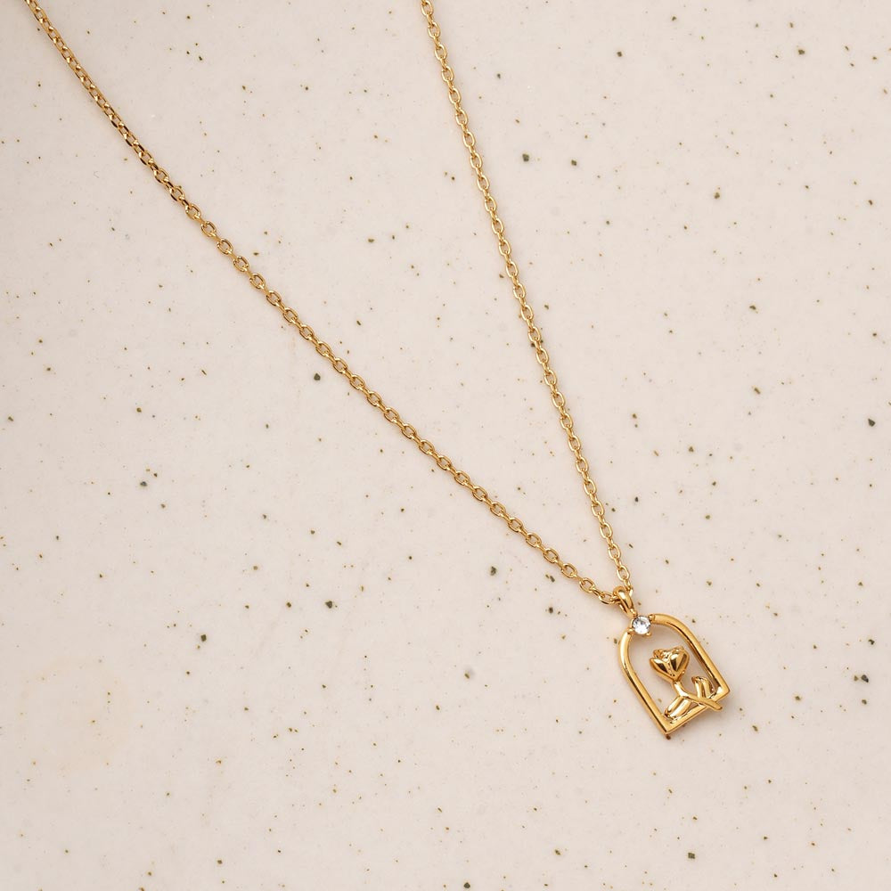 Dainty Bloom Frame Pendant Necklace - 3