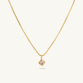 Square Charm Pearl Accent Necklace