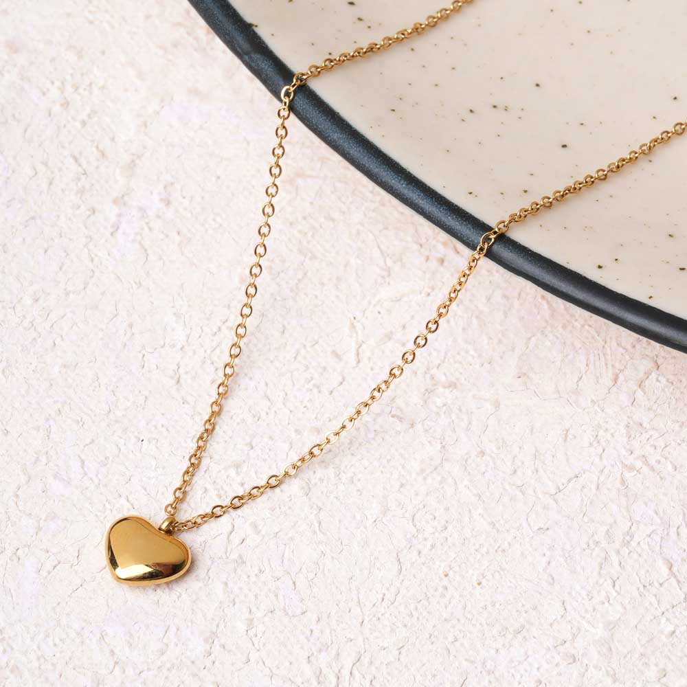 Golden Matte Heart Pendant - 1