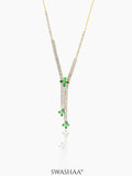 Shanon Green Clover Charm Y-shaped 18K Gold Plated Chain Pendant Necklace